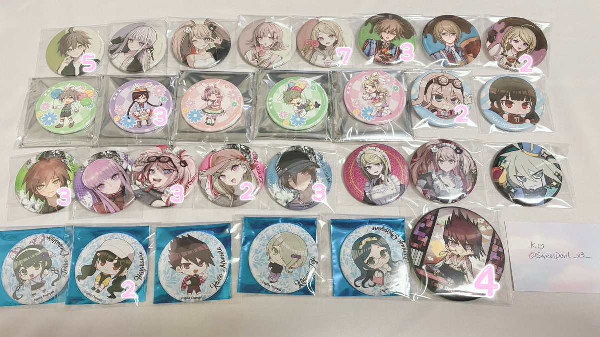 SweetDevil_x3_'s tweet photo. 譲渡 交換 ダンガンロンパ 缶バッジ

譲：画像1、2枚目

求：定価＋送料

お譲り先を決めたいため、場合によりますが定価以下でのお声がけも検討させていただきます◎
金額をご提案いただけますと幸いです🙏🏻
ご気軽にお声がけください🙌🏻 https://t.co/HhaVryTejq