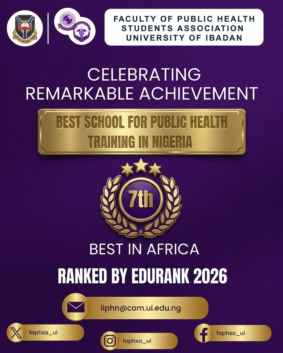 faphsaui's tweet photo. The Dean of the Faculty of Public Health, Prof. M. D. Dairo, proudly celebrates the Faculty's recognition by EduRank 2026 as the Best School for Public Health Training in Nigeria and the 7th Best in Africa.

https://t.co/ANvfCCh2P4 https://t.co/MH6zZE9TAK
