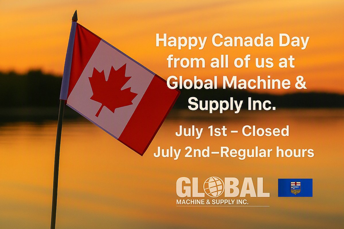 global_machine_'s tweet photo. Global Machine & Supply Inc. wishes you a fun and safe Canada Day!
#globalmachineandsupply #alberta #albertabusiness #albertamanufacturing #albertaoilandgas #albertaoil #oilandgas #albertaoilfield #oilfield https://t.co/KaEDpkdfiK