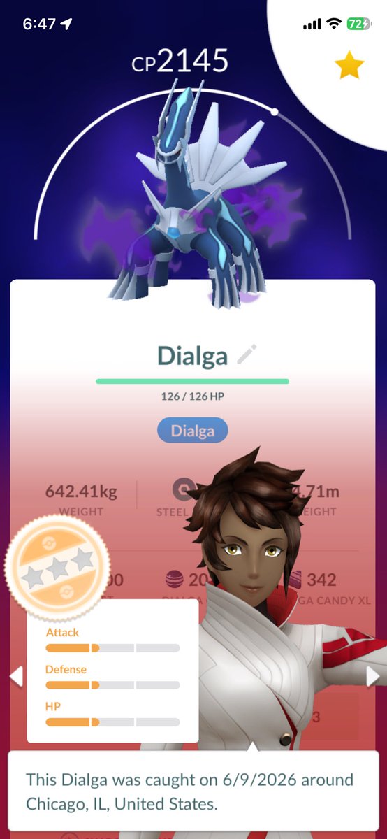 Thatnerd6147's tweet photo. After 100 Shadow Dialga Raids, I managed to get 2 Shinies and 2 Hundo, and even a floor IV.

Hope Palkia gives me more luck 🙏✨ https://t.co/s7zqYN3abi