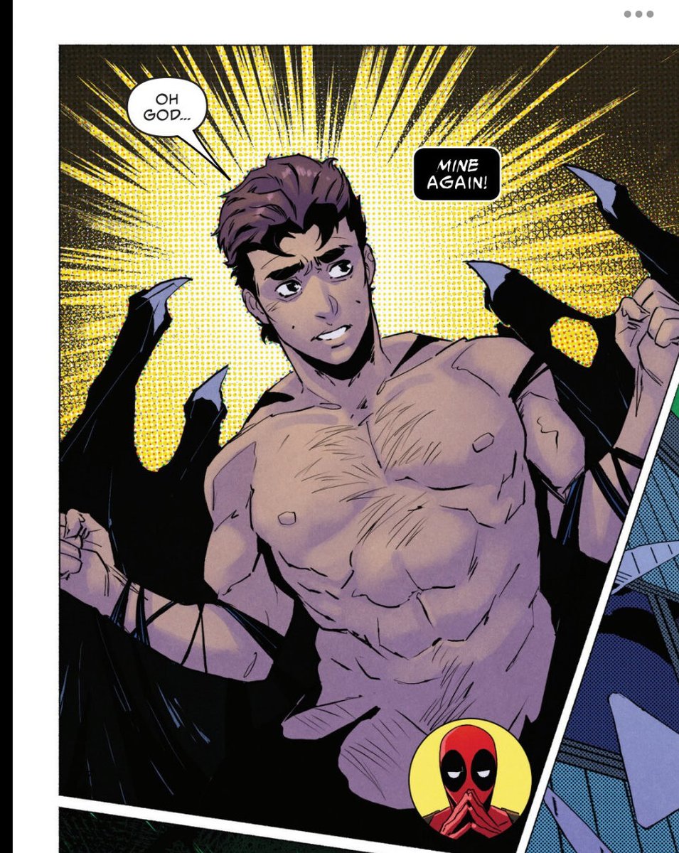 FAkyiPoGvF44504's tweet photo. I was freaking out over SpideyTorch, but I love Deadpool in this panel too. 🥰 https://t.co/qAfxLBeb7t