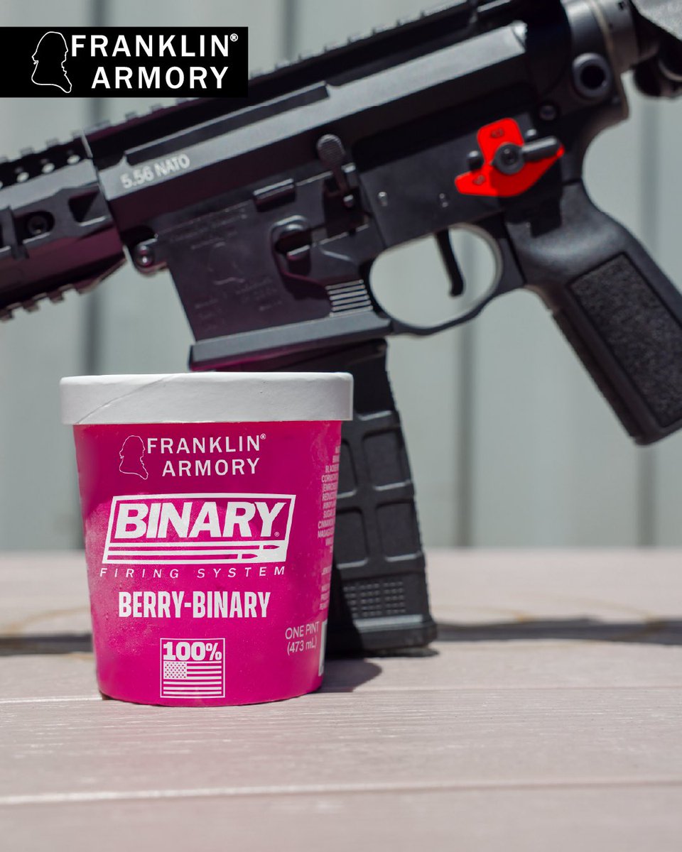 FranklinArmory's tweet photo. We think Berry-Binary has a nice ring to it. Any other #CreativeIceCream ideas? #CreativeIceCreamFlavorsDay #NationalCreativeIceCreamFlavorsDay #2A #PewPew #AR15 https://t.co/CkHR5Q6rOI