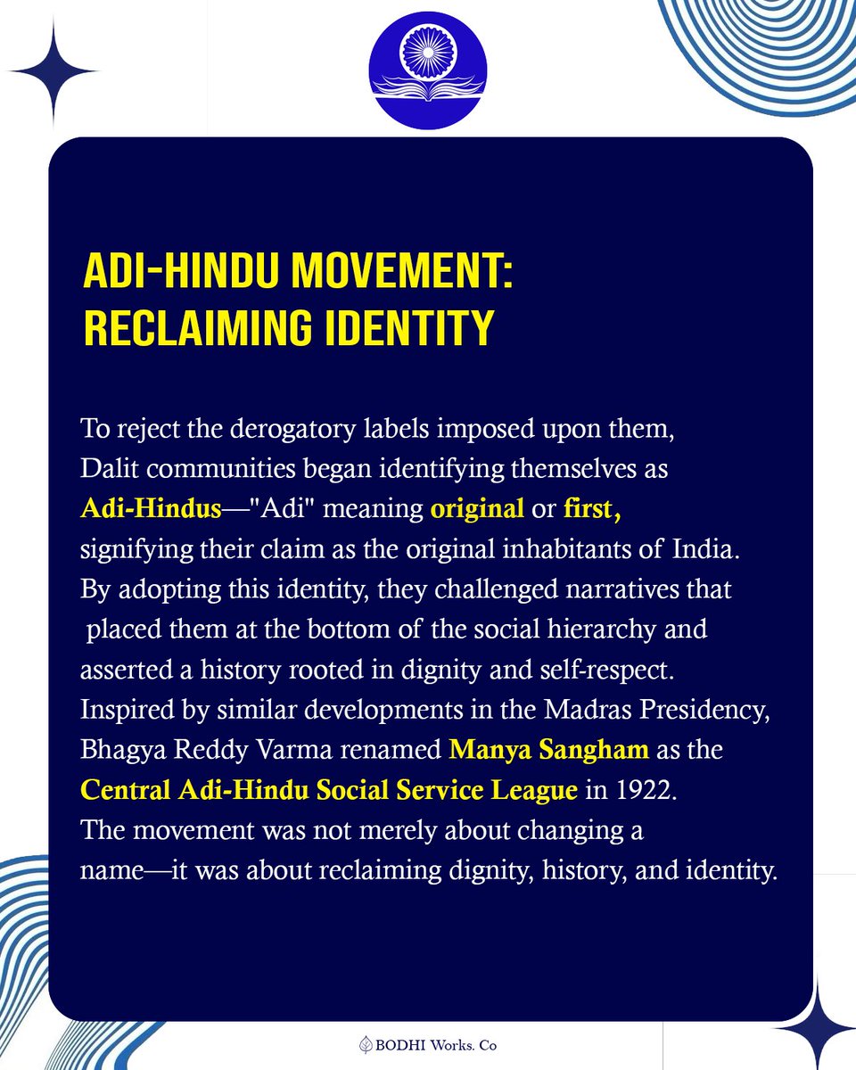 BARC_HYD's tweet photo. Part 1 concludes with the Adi-Hindu Movement's growing impact—awakening social consciousness, reclaiming identity, gaining recognition from the Nizam Government, and inspiring movements beyond Hyderabad State.
#BhagyaReddyVarma #AdiHinduMovement #JaiBhim 💙 https://t.co/CqYWkBWIgq