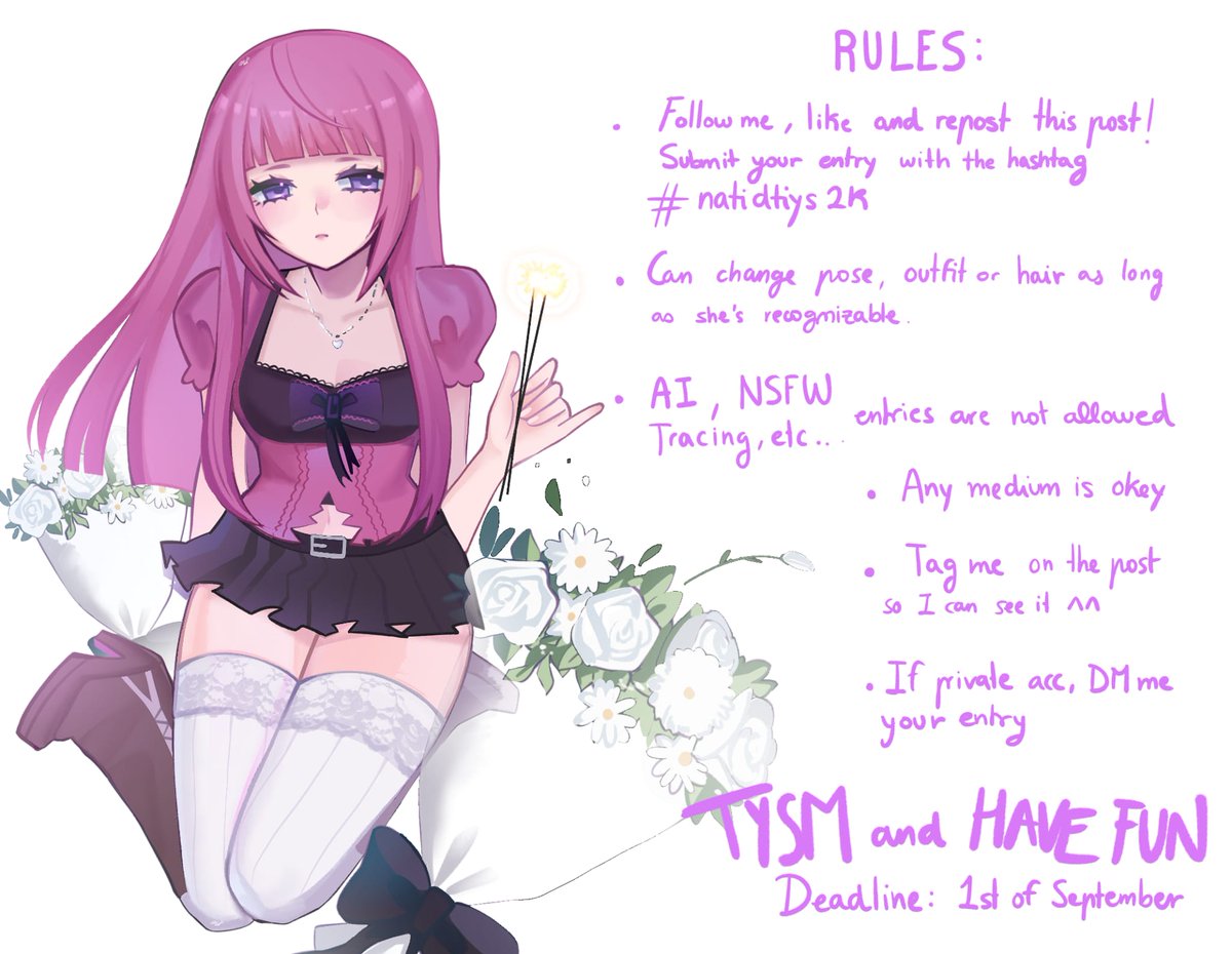 Natikaii_'s tweet photo. DTIYS and Happy B-day to me^^

Must follow and if youd like repost this post. It helps me a lot^^
If you wanna participate use #natidtiys2k 

Prizes:
1st: Animated headshot c0mm
2nd: Headshot c0mm
3rd: Chibi c0mm
Good luck^^
#dtiys https://t.co/xV4LO9ARKr