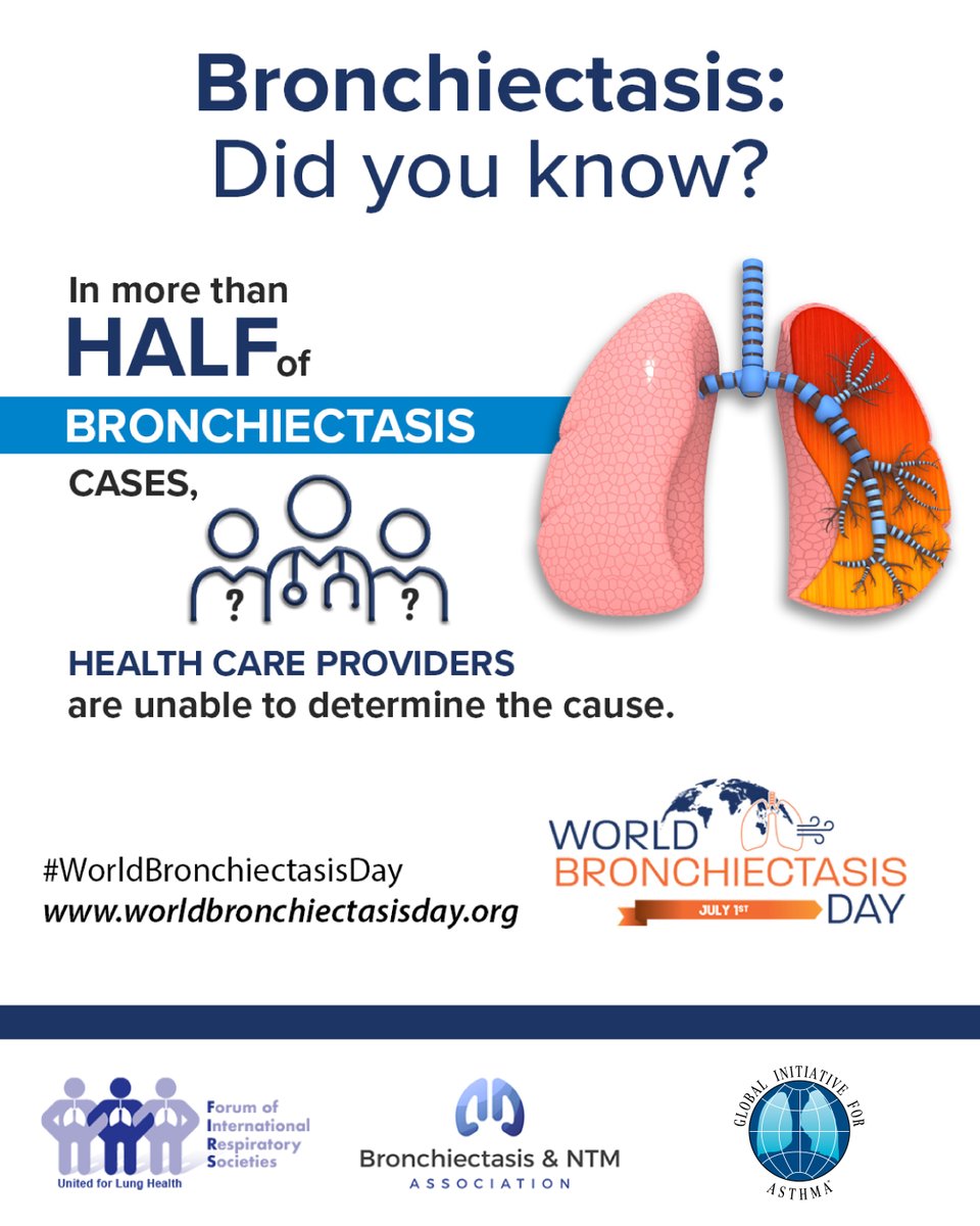 ginasthma's tweet photo. World Bronchiectasis Day 2026

Together with our FIRS partners, we are raising global awareness, sharing knowledge, and encouraging continued research to reduce the burden of bronchiectasis for patients and their families worldwide.

Learn more here: https://t.co/8qzzLPymlF https://t.co/7enQ5ppgej