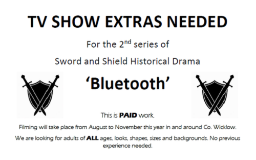 IFTN's tweet photo. 'Bluetooth' Season 2 has announced an open casting call for extras ahead of filming, with thousands of paid background roles available across the production. Filming to take place from August through late November 2026 in Wicklow.

Read more: https://t.co/W6lN4QuuUm https://t.co/axU77AgwNx