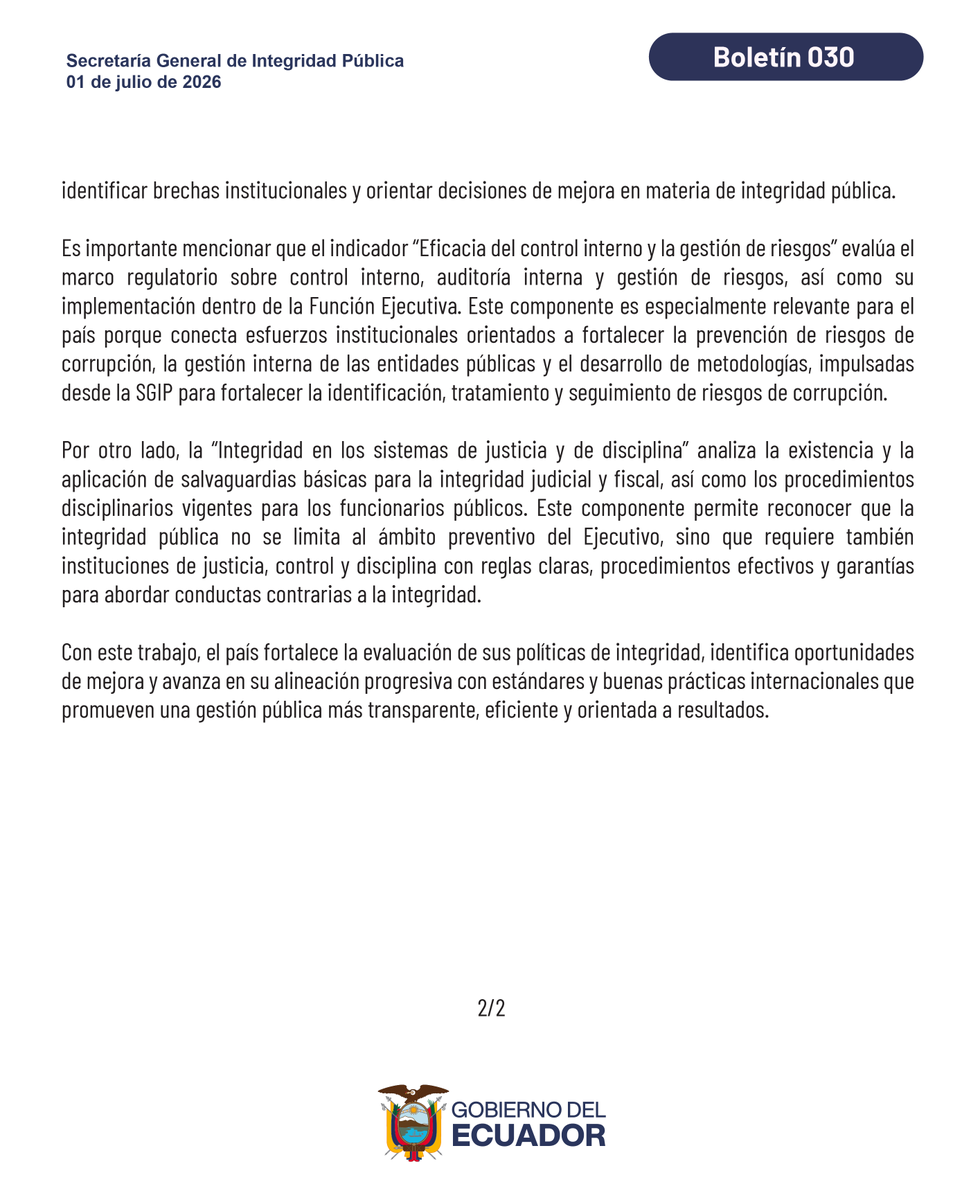 Secretaría General de Integridad Pública EC tweet media