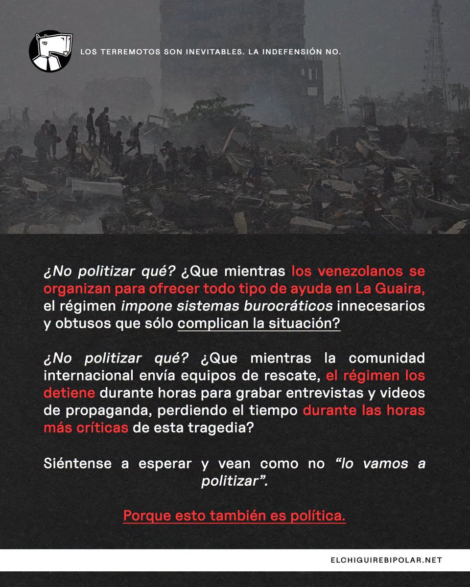 Naky's tweet photo. @ChiguireBipolar Los terremotos son inevitables. La indefensión no https://t.co/QX5E6JmhuG https://t.co/ITftFA7v4F