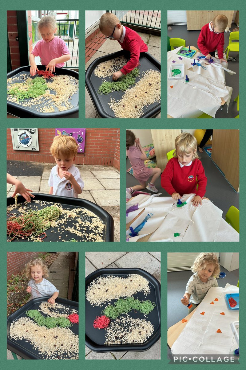 YsgolHenFelin's tweet photo. #YHFCLASS3 have moved from Bees🐝 to Caterpillars this week. We listened to The Very Hungry Caterpillar story, used stamps to create our own caterpillars, and explored our spaghetti caterpillar tray🐛 #TEYC https://t.co/FNIGVp8OrC