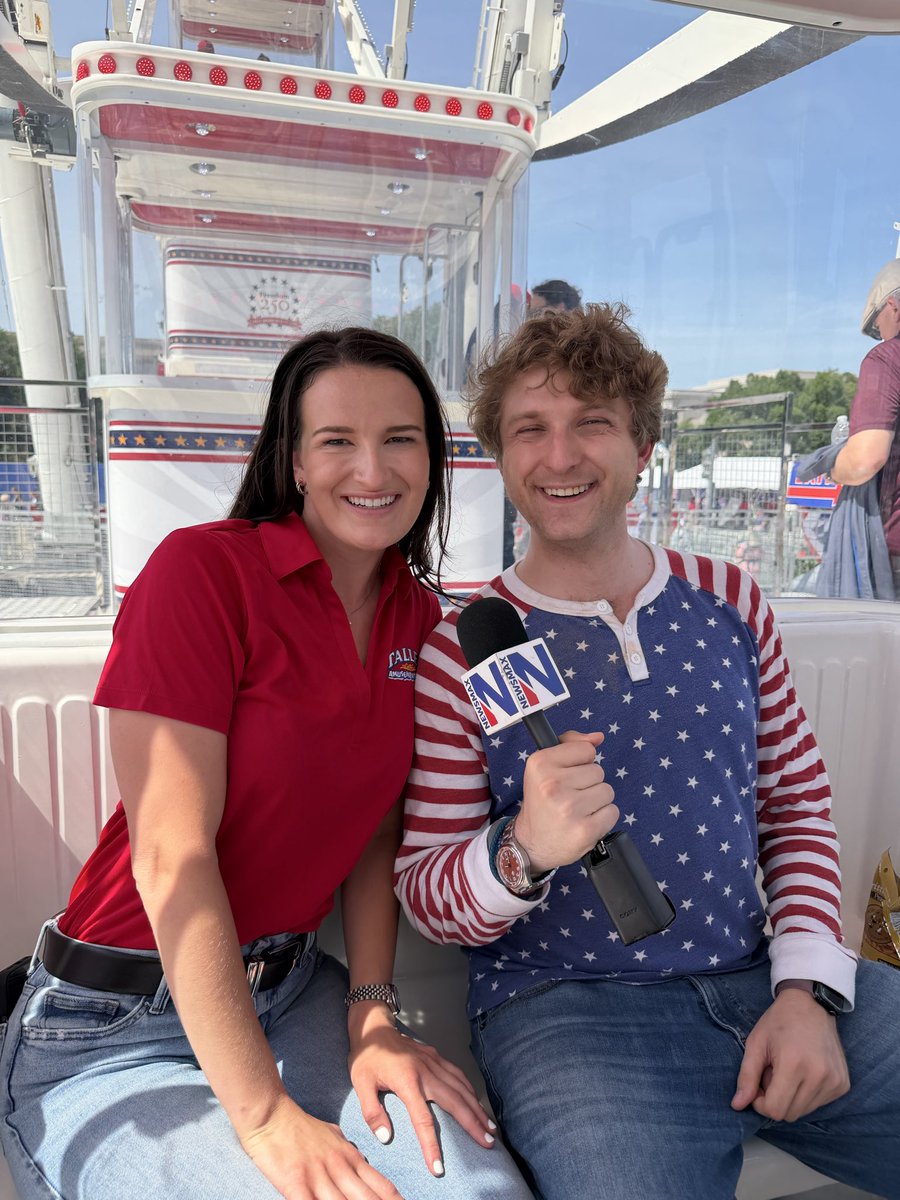 mercedesschlapp's tweet photo. We had a blast at the Great American State Fair.  Thank you to the #Freedom250 and their team. On the ferris wheel with Taylor Talley with Talley Amusements. @MatthewFoldi 🇺🇸🇺🇸🇺🇸 https://t.co/ox4ZOQoiPg