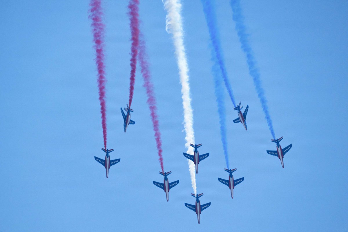 usairforce's tweet photo. Old friends. New formations. 

The @Armee_de_lair @PAFofficiel over JB Andrews, reflecting one of America's oldest alliances. https://t.co/a8SeXoO4G4