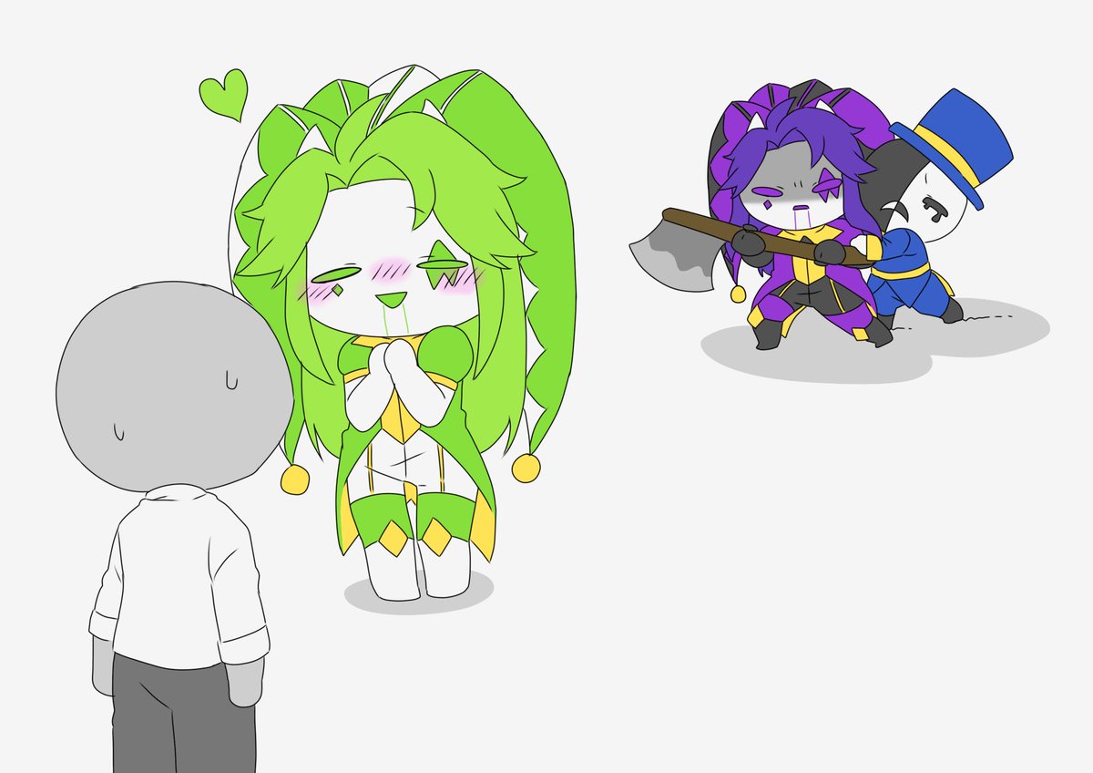 umeusagi28414's tweet photo. RTネタ？
🌸いる😈❇️を処理しようとする😈🔶とそれを止める🎩🎟️ https://t.co/jAh4R1NxwD