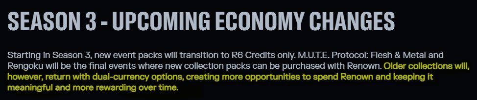 KudosOnYT's tweet photo. I find it bizarre that older collections returning is being advertised as a somewhat compensation for the upcoming change, even though as of the event running RIGHT NOW, you can buy older collections with renown ASWELL as the current collection 

This isn't an addition of a feature, its just removal of one of them