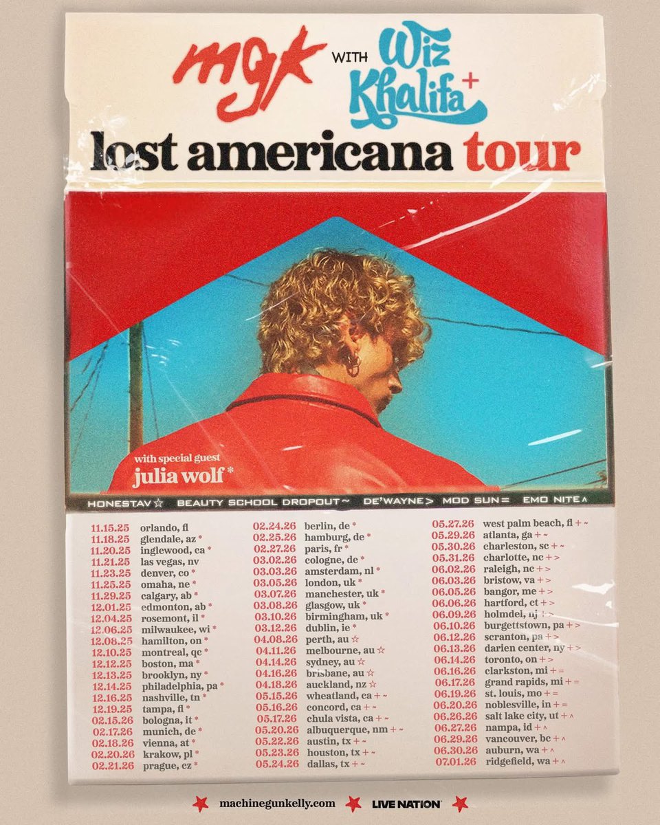 mgk_frq's tweet photo. Can’t believe it’s finally here… the final #LostAmericana show. 🥹

By tonight, I’ll have done 33 out of 66 shows.
Half the tour.
Made friends for life. ❤️
Made memories I’ll cherish for a lifetime. 🎶🤘🏽

From the UK and Europe, Australia and New Zealand, Canada, and all across the U.S.—thank you for the times of my life, @machinegunkelly. 🫶🏽
🌎🌍🌏🇺🇸🇬🇧🇮🇪🇦🇺🇳🇿🇺🇸🇨🇦