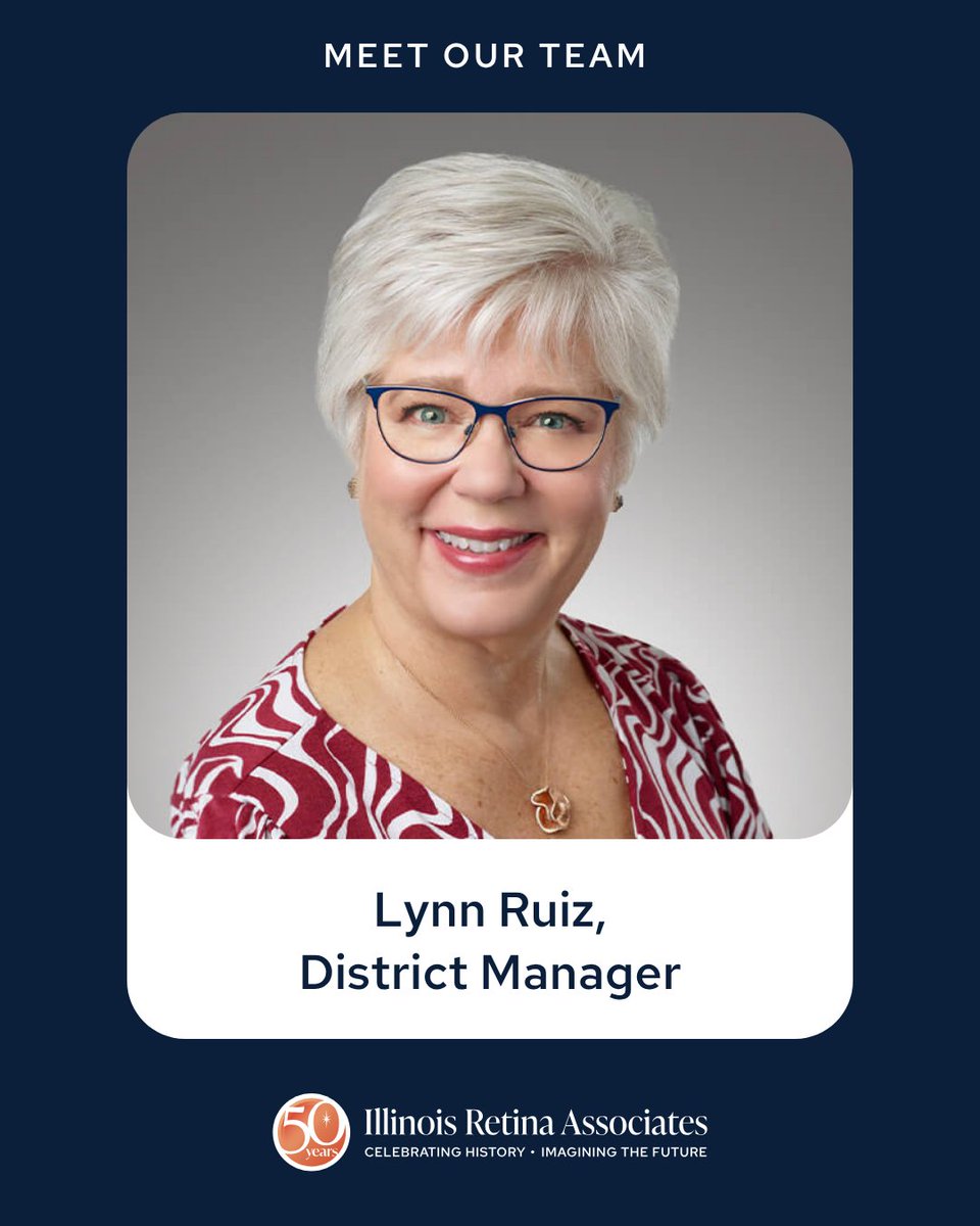 IllinoisRetina's tweet photo. Meet Lynn Ruiz, District Manager! Lynn has grown from the Central Billing Office into a key leadership role overseeing operations, safety, privacy, and compliance. Her deep knowledge of the practice makes her an invaluable part of our team. https://t.co/Yy1aeSgbcx