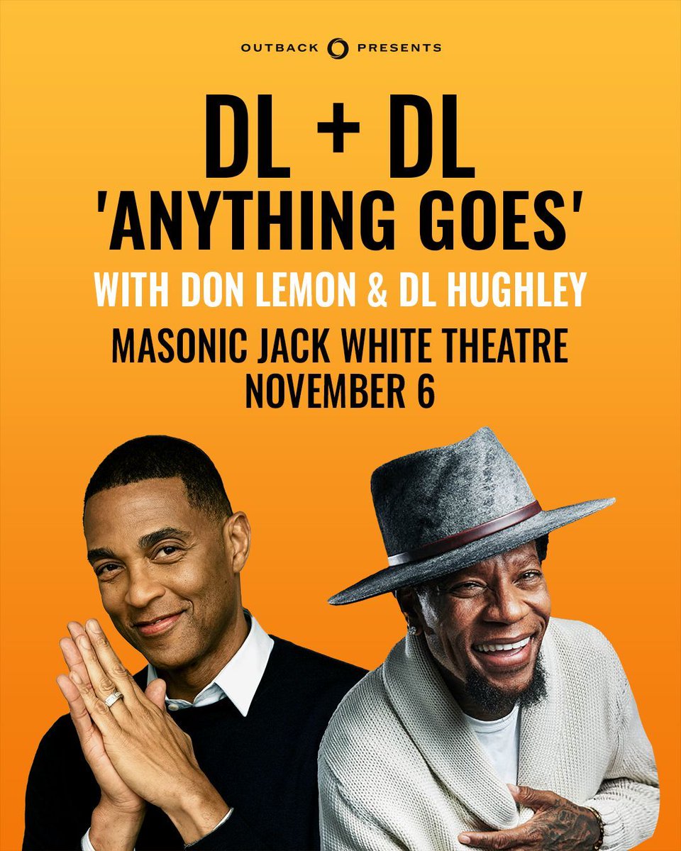 masonicdet's tweet photo. ON SALE NOW 🤣 Anything goes with Don Lemon &amp; DL Hughley on Nov 6. 

🎫: https://t.co/BwFJtYapyb https://t.co/2mj7faQFTN