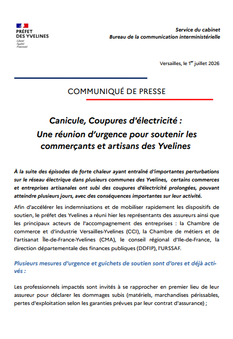 Image de Préfet des Yvelines - ℹ️ Aide et accompagnement des #commerçants, #artisans et #entreprises des #Yvelines

Face aux coupur