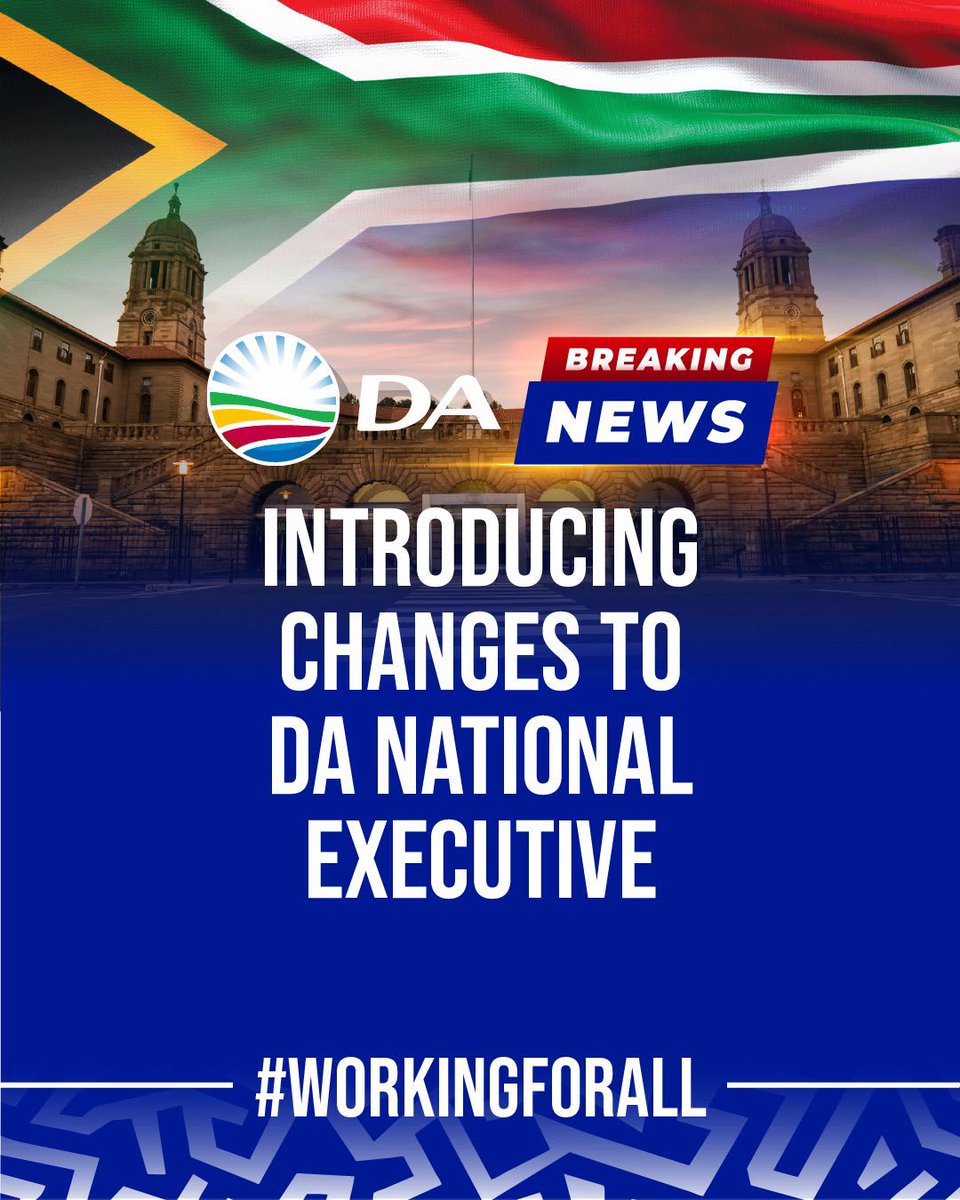 Our_DA's tweet photo. 🇿🇦 Today, the DA's new National Executive representatives were sworn in to serve the people of SA in the Government of National Unity.

As they begin this renewed phase of the DA's contribution to the GNU, the DA remains committed to building a capable government that works for all.