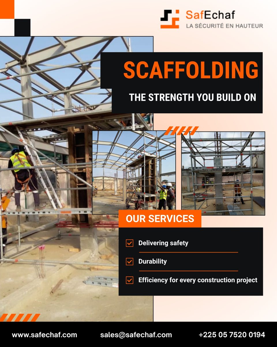 safechaf's tweet photo. Safe. Strong. Reliable.
@safechaf  provides durable scaffolding solutions that keep every construction project safe and efficient.

📞 +225 05 7520 0194
🌐 https://t.co/TEySz95ksg

#SafEchaf #Scaffolding #Construction #SafetyFirst #ConstructionSafety #WorkAtHeight #SiteSafety https://t.co/ZatJoonxff