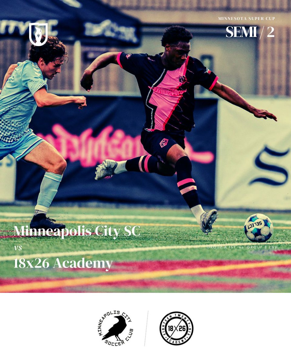 MNSuperCup's tweet photo. Four remain.
SEMI 1 — July 14
St. Paul Blackhawks vs @MN_Blizzard_FC
Dennison Field. 6:30 PM.
SEMI 2 — July 15
@mplscitysc vs 18x26 Academy
Augsburg University. 7:00 PM.
The final awaits.
#mnsupercup
#soccer
#upsl
#usl2
#npsl
#mlsnext
#ussoccer https://t.co/mWs4imMO6v