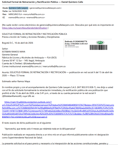 SebasEstradaR's tweet photo. En Caracol Radio tenemos el documento que evidencia conflictos entre el superintendente y el gerente antes de la auditoria y, el cual, según la FLA, sustenta que no se cumple el principio de imparcialidad en este proceso y que es con un fin político. https://t.co/LrmOpoTSW9