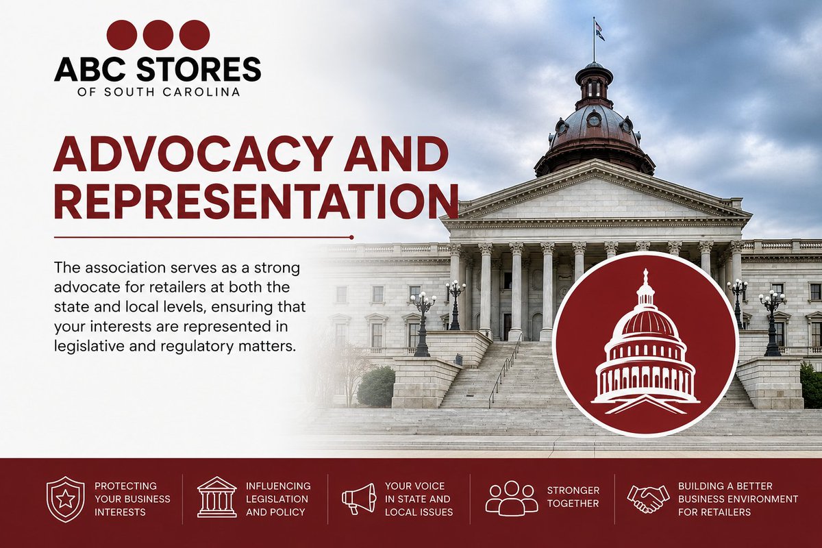 abcstoresofsc's tweet photo. The association serves as a strong advocate for retailers at both the state and local levels, ensuring that your interests are represented in legislative and regulatory matters. This can be crucial for staying ahead of policy changes that could impact your business. https://t.co/r5P99XJg8j