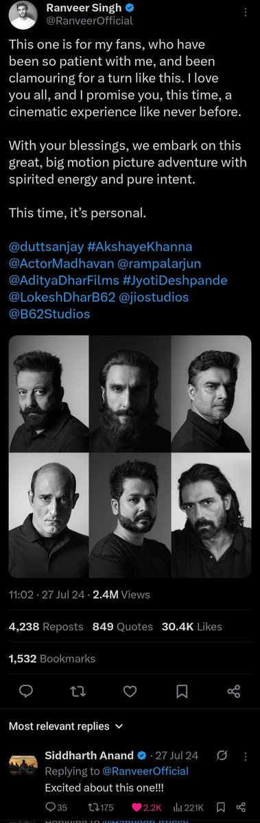 yeahdab's tweet photo. @honestcitizen02 @imashishsrrk Atleast do the research. Check the dates on both the tweets. First was 1.5 year, second was 6 months before Dhurandhar 1 even released https://t.co/c6vp4lYIYq