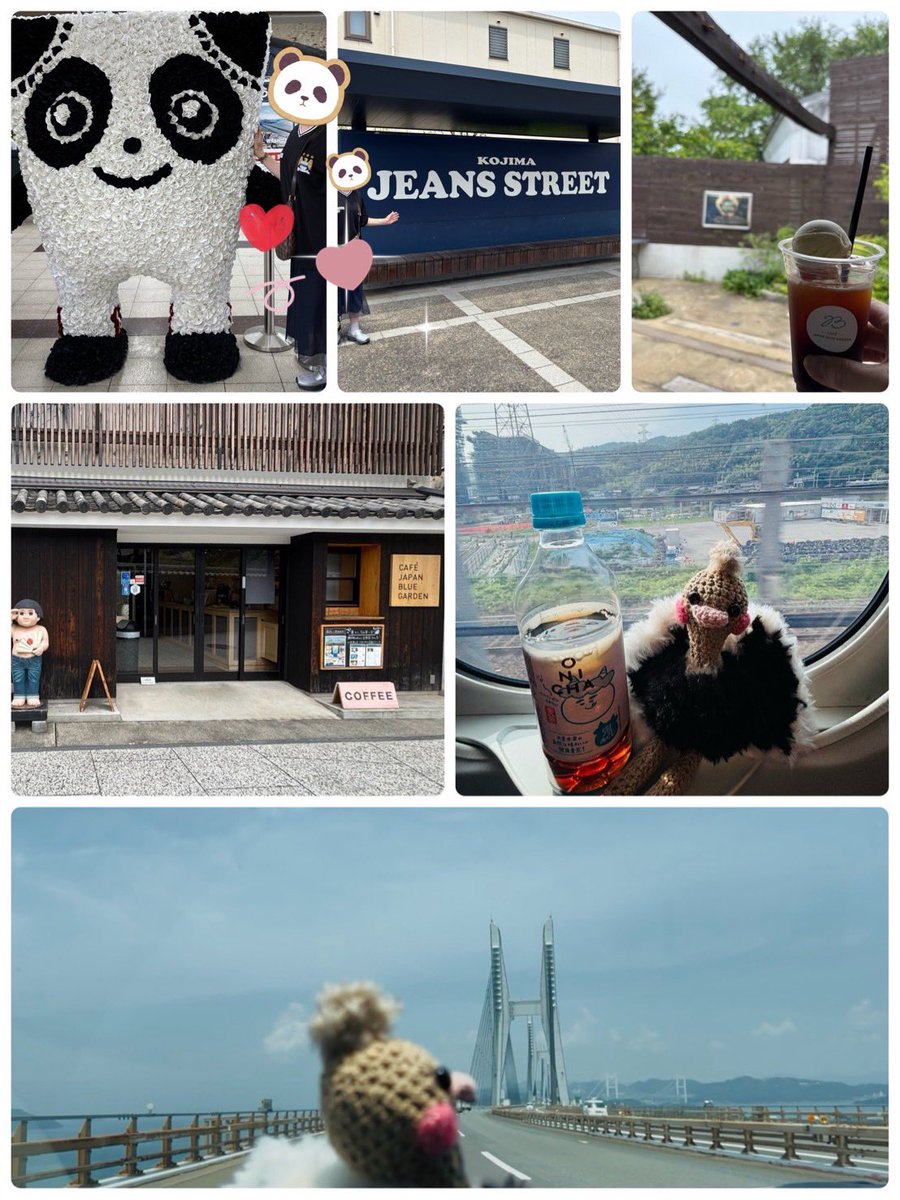 Halulun5's tweet photo. 旧野崎家住宅の周りにはジーンズストリート👖やカフェ☕️があり、駅には別推しのアイコン🐼の『Gぱんだ』がいました😊
瀬戸大橋からも近い🌊
岡山駅で新幹線に乗って帰宅🚅
▶︎岡山駅で、利久くんから勇征くん土産のフルーツ大福2種類を買う予定でしたが、お店が撤退していました😢 https://t.co/ZDY0wTDj9C