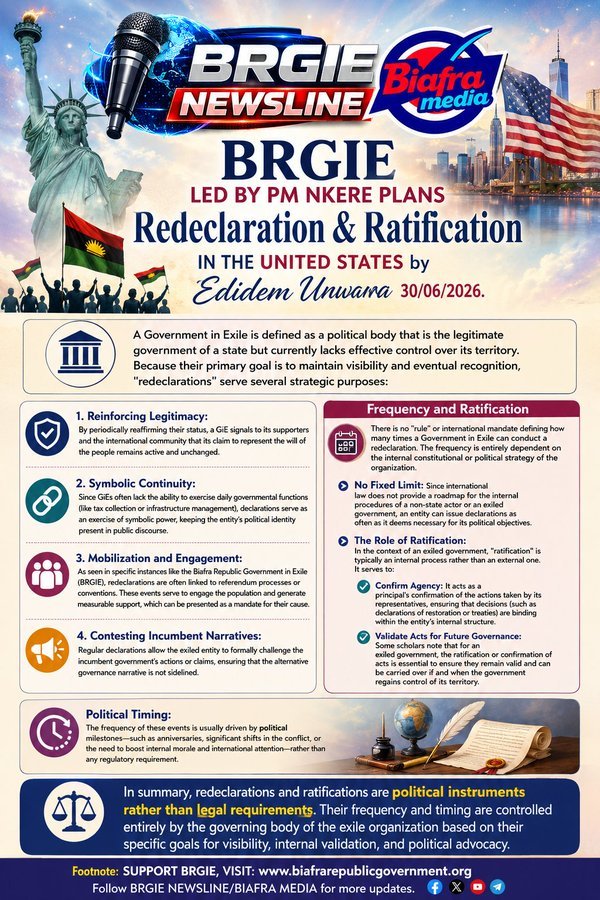 totty_ville's tweet photo. BRGIE, led by PM Nkere, is set for the Redeclaration & Ratification of Biafra in the United States—keeping the Biafra cause visible, active, and internationally recognized.
Visit https://t.co/3HqtZe6WOe.
#WeGoNowhere https://t.co/50Rh7apRuN