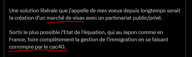 Frigondin's tweet photo. @libremax_off Vous vous apercevez que votre solution est strictement à l'opposé de ce que vous décriez ? C'est à dire la création d'un marché du visas qui sera effectivement corrompu par le cac40 https://t.co/ox7qp4mPBD