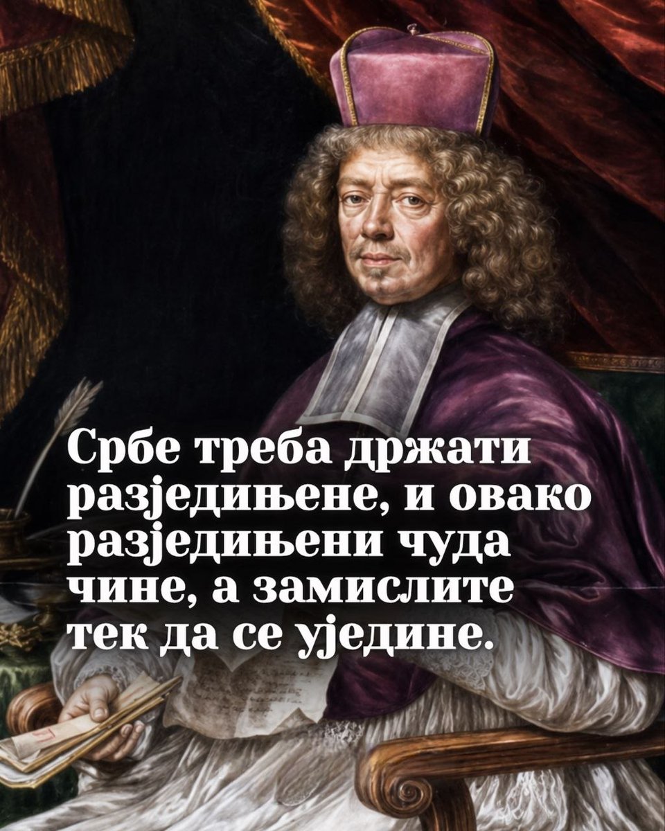 Jadovno1941's tweet photo. Овако је о Србима писао Л. Колонић католички кардинал, аустријском цару Леополду І, за време Велике сеобе Срба 1690. године.
Одувек су наши непријатељи радили на томе да се Срби међусобно сукобљавају, како не бисмо никада дошли у ситуацију да се коначно ослободимо окупације. https://t.co/9JucfZtm5o