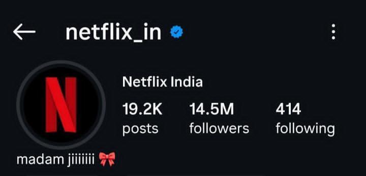 Akkucafe's tweet photo. Netflix using " madam jii " line in their bio you know what this means 🥰
#LockUpp02 #AkankshaChoudhary https://t.co/f2pqoITd7u
