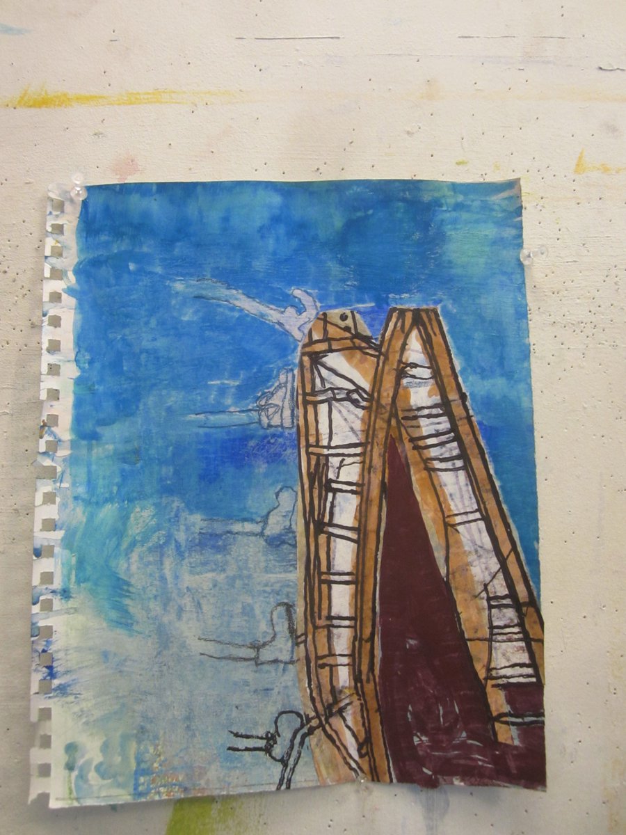 hobothumb's tweet photo. gm 🙌 there's a song in "tender mercies" that max sledge/robert duvall sing about a ladder that i've always liked and was thinking of...wip)     marker and gouache and acrylic on paper, 9x11" https://t.co/JrG7Myq8r9