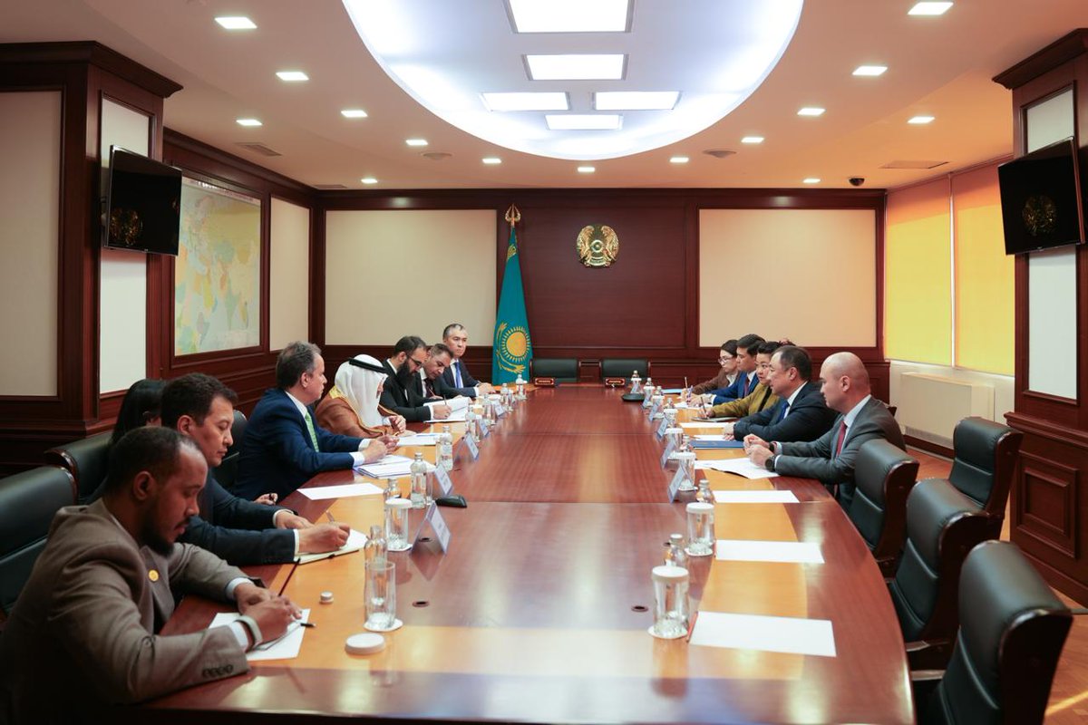 isdb_group's tweet photo. H.E. Dr. Muhammad Al Jasser, Chairman of the IsDB Group, was received by H.E. Mr. Nurlan Sauranbayev, Minister of Transport of the Republic of Kazakhstan, at the Ministry of Transport in #Astana.

Discussions focused on Kazakhstan’s transport modernization agenda, including multimodal connectivity, logistics, regional trade corridors, and climate-resilient infrastructure.

Dr. Al Jasser commended Kazakhstan’s vision to strengthen transport connectivity as a catalyst for economic growth, regional integration, and deeper cooperation across Asia and Europe.

The meeting also reviewed the strategic Kyzylorda–Saksaulsk Road Corridor, a key project that will enhance regional connectivity and reinforce Kazakhstan’s position as a leading transit and logistics hub.