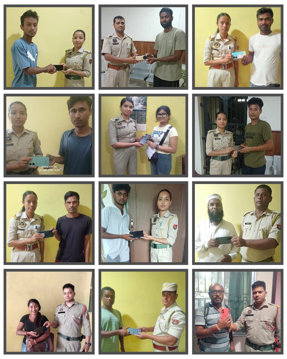 GuwahatiPol's tweet photo. 🚔 Lost & Found! 📱
WGPD team from Gorchuk PS recovered 12 lost mobile phones in June, 2026 and returned them to their rightful owners—bringing back smiles!
#LostandFound #ServiceWithASmile
@CMOfficeAssam @himantabiswa
@assampolice @HardiSpeaks
@DGPAssamPolice https://t.co/ocRt45DF0J