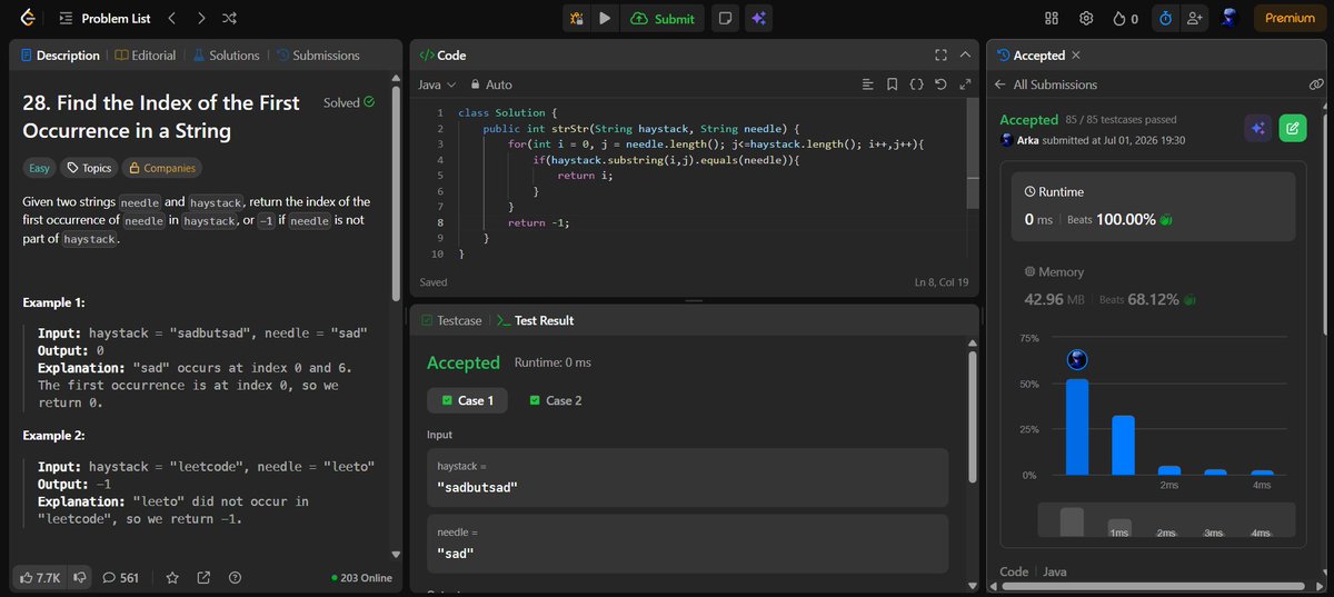 arka_gain18's tweet photo. Day 31 done &amp; dusted✅ 
✅ Z function
✅ KMP Algorithm or LPS array
✅ Minimum insertions to make string palindrome
Thank You @striver_79 and @takeUforward_  for giving this challenge to make consistancy in DSA  
#SDESheetChallenge #DSA https://t.co/afRnn8Y5UV