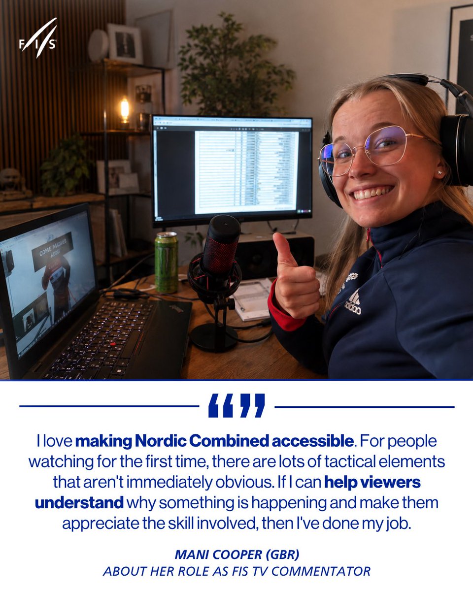 fisnoco's tweet photo. Today we catch up with Mani Cooper🇬🇧 - Great Britain’s first and so far only female Nordic Combined athlete who now works as FIS TV commentator📺 & youth coach🎿
Read the full interview here👇
🔗 https://t.co/GkeHfIfBgi
#fisnoco #wintersport #nordiccombined https://t.co/zZW6gPTfJY