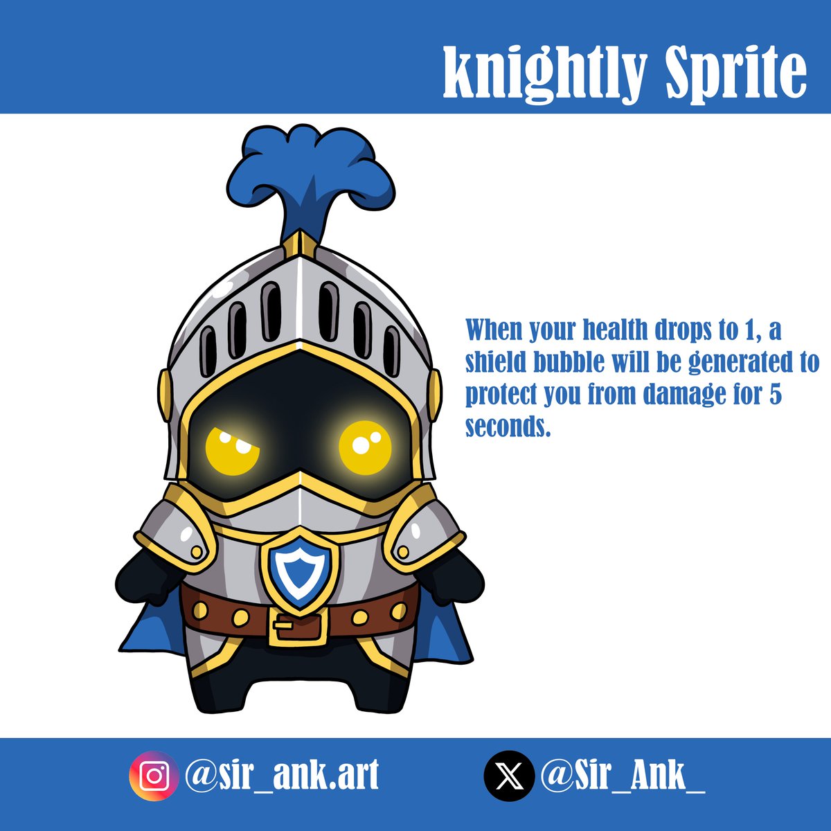 Sir_Ank_'s tweet photo. My contribution to #DesignASprite for Fortnite
The Knightly Sprite, This little guy will protect you at all costs, like a true knight. https://t.co/pMM0hMznzp