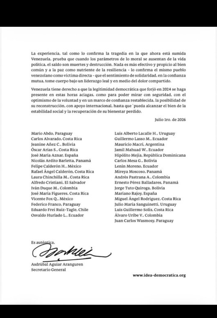 ElGanadorHenry's tweet photo. 🇻🇪🇺🇸🚨TODOS CON MARÍA CORINA ! 

33 EX PRESIDENTES APOYAN EL INGRESO DE MCM A SU PAIS

Grupo IDEA se solidarizan con Venezuela y su líder 

MCM tiene derecho a yudar a los suyos! https://t.co/LnVTuRAYS2