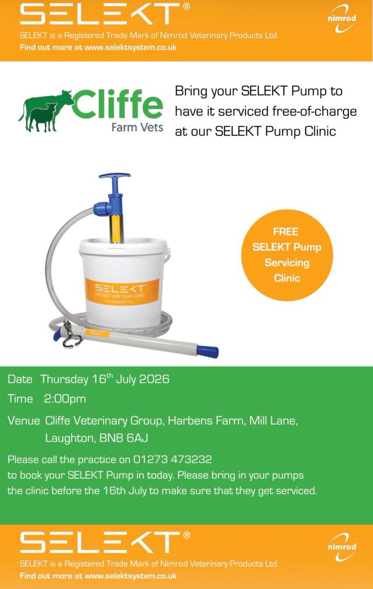 Cliffefarmvets's tweet photo. Upcoming Selekt Pump Clinic - Don't forget to bring yours in for its annual Service! https://t.co/MZc9IxnTfX