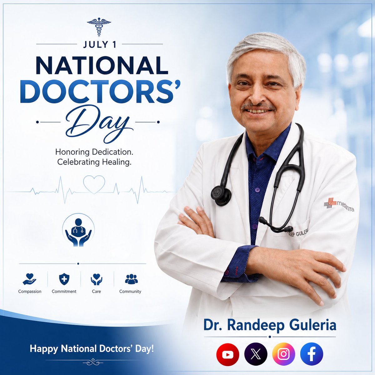 DrRandeepG's tweet photo. On this National Doctors' Day, I extend my heartfelt wishes to every doctor whose dedication, compassion, and commitment make a difference every day.

Thank you for your service and for inspiring hope through healing.

Wishing every doctor a very Happy National Doctors' Day! https://t.co/nMFgNGgY7G