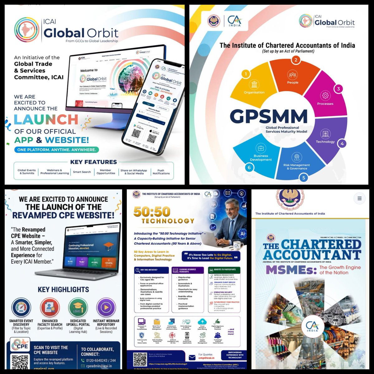 ca_ssanghi's tweet photo. Happy 78th CA Day! Proud to share the launch of the GTS App & Website, GPSMM, CPE Website, CA Journal Website & the 50:50 Technology initiative for senior professionals. Together, we're building a technology-driven, globally connected profession. #CADay https://t.co/CvlToIZDo1