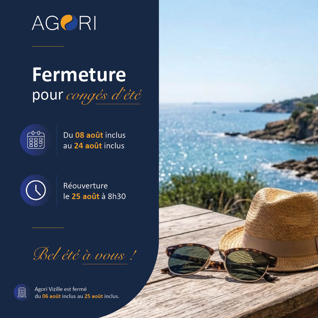 AgoriGroupe's tweet photo. 🦀 Fermeture annuelle pour les vacances d'été. Nous serons en congés du 8 août au 24 août 2026 inclus.
 
Nous vous souhaitons un très bel été. Profitez, respirez, déconnectez !
 -
Vizille est fermé du 06/08/2026 au 25/08/2026 inclus. https://t.co/yIUtoVydBq