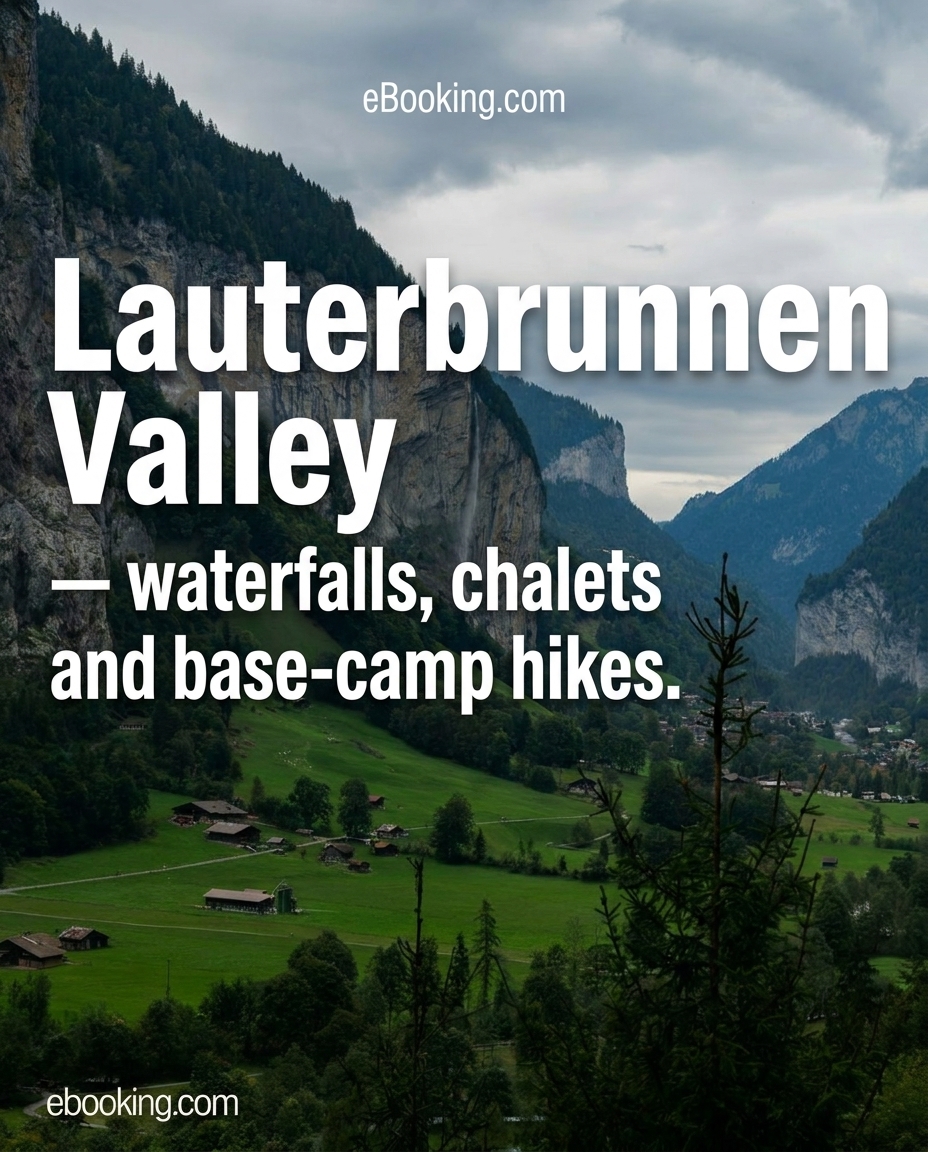 eBooking's tweet photo. Ready for breathtaking views? 🌄✨ The Swiss Alps await! 

1. Zermatt – Matterhorn sunrise 
2. Jungfraujoch – Glacier views 
3. Lauterbrunnen – Waterfalls 
4. Grindelwald – Alpine lakes 
5. Glacier Express – Scenic rides 

Which season do you prefer? ❄️☀️ Plan your getaway now! https://t.co/sDOJ5ETvzK