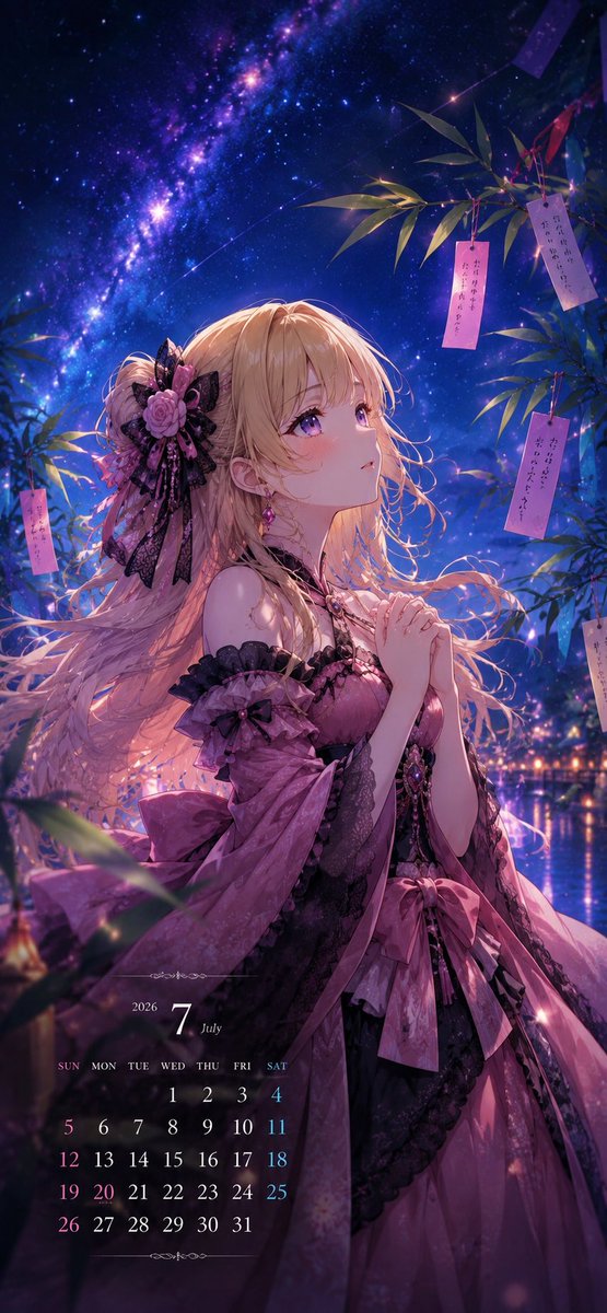 七夕動畫七月月曆