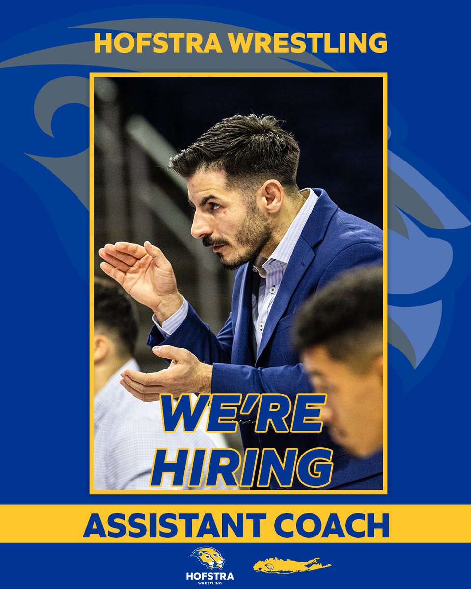 HofstraWREST's tweet photo. Join Our Staff.

Hofstra Wrestling is seeking a full-time Assistant Wrestling Coach.

If you’re interested in helping build a championship program, apply at the link below.

🔗 https://t.co/qfvjvRNjGM https://t.co/gxTu688XdX