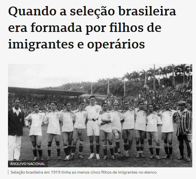 KevinNicolasPF1's tweet photo. Imagina se o fera descobrir que uma parte dos campeões de 1958, 1962 e 1970 são filhos de imigrantes.

Bellini, Rivellino, Mazzola, e até mesmo o treinador de 1958, Vicente Feola.
Além de outros cujos pais eram filhos de imigrantes.

O primeiro título oficial da Seleção, a Copa América de 1919, tinha metade do time formado por filhos de imigrantes, incluindo o grande craque da época Arthur Friedenreich.

Falar esse tipo de coisa é desconhecer a história do próprio país, da seleção, e também do conceito de nacionalidade.