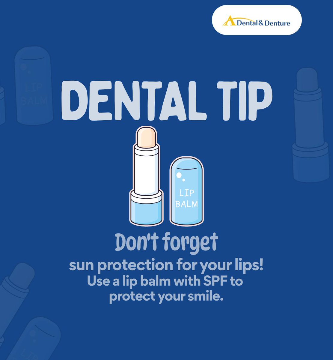 dentaldenture's tweet photo. The skin on your lips is thinner than the skin on the rest of your face. Protect your lips by wearing a lip balm with at least 30 SPF. 

#lipbalm #lipcare #sunprotection #ADentalDenture #Seattle #WA https://t.co/Trci4IuH2F