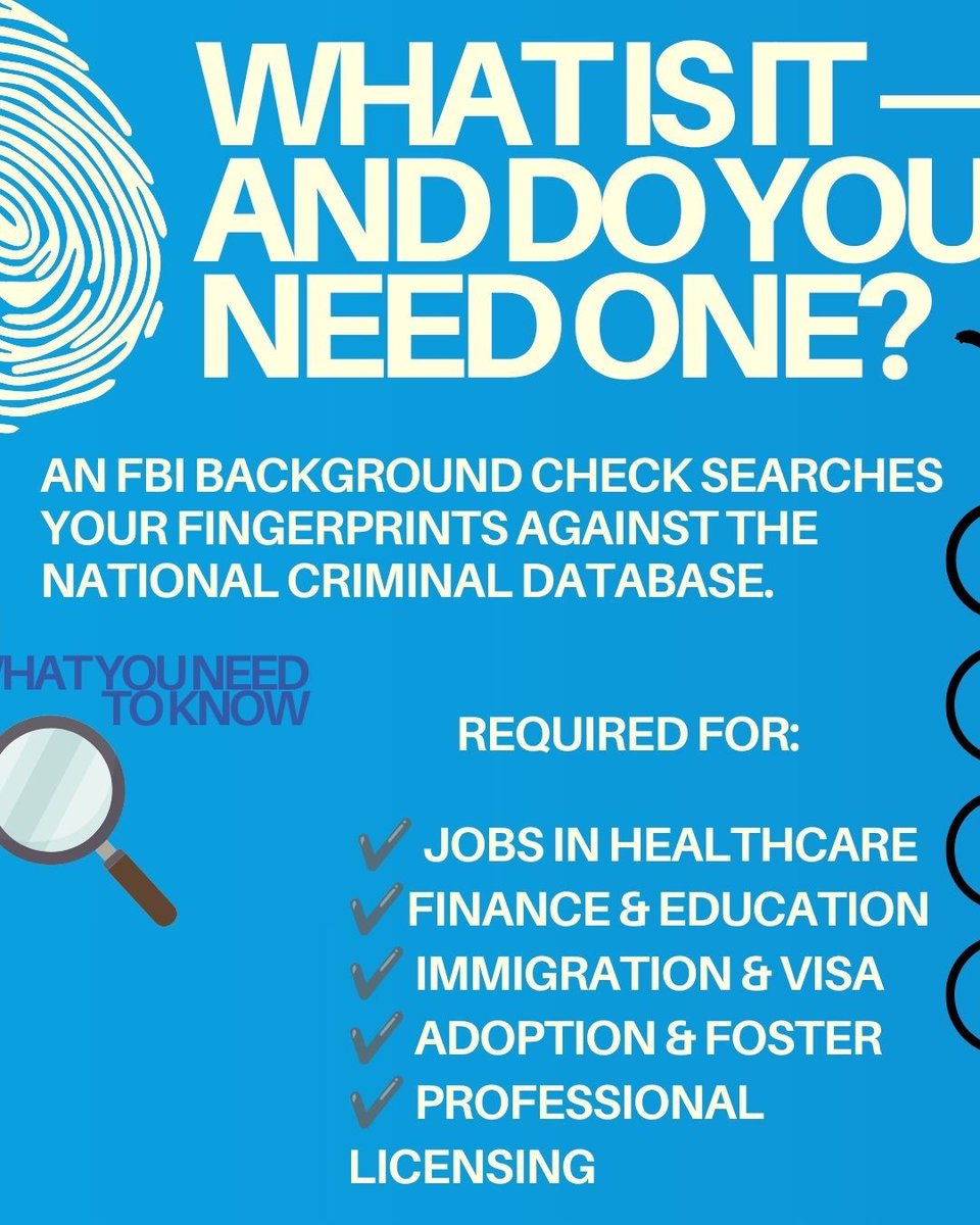 Certifix's tweet photo. What are FBI Background checks and how do they work with Certifix Live Scan? 

Swipe to learn more about our background check process ➡️ 

#certifixlivescan #fbibackgroundback #backgroundchecks #livescan https://t.co/8K1lcNsaGD