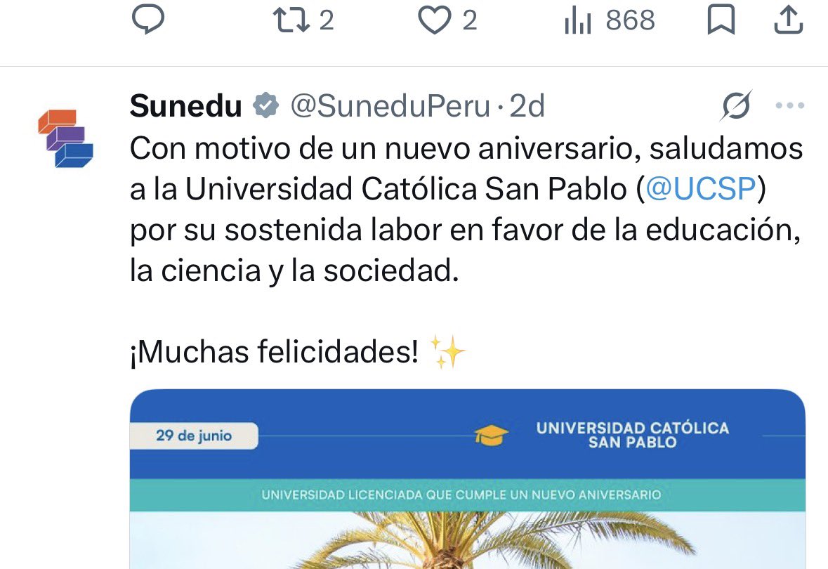 gorjeda's tweet photo. Lo único que hace la @SuneduPeru es felicitar universidades por sus aniversarios. Es una vergüenza, el Consejo directivo actual. https://t.co/s92nP20f9e